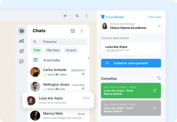 Simples Dental funcionando direto no seu WhatsApp